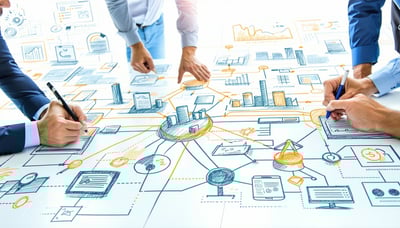 Illustration de connexion entre entreprises et prestataires de services Illustration de connexion entre entreprises et prestataires de services